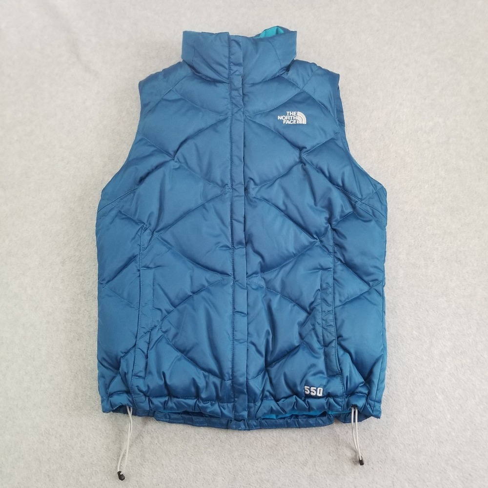The North Face Vest Womens Medium Blue Down Puffer 550 Fill Quilted Zip Gilet